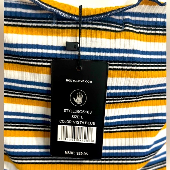 NWT BODY STRIPPED COLD SHOULDER DRESS WOMEN SIZE LARGE LARGE - Picture 10 of 10